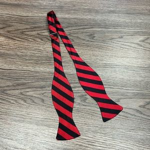 R Hanauer Red & Black Rep Stripe Silk Bowtie Bow Tie